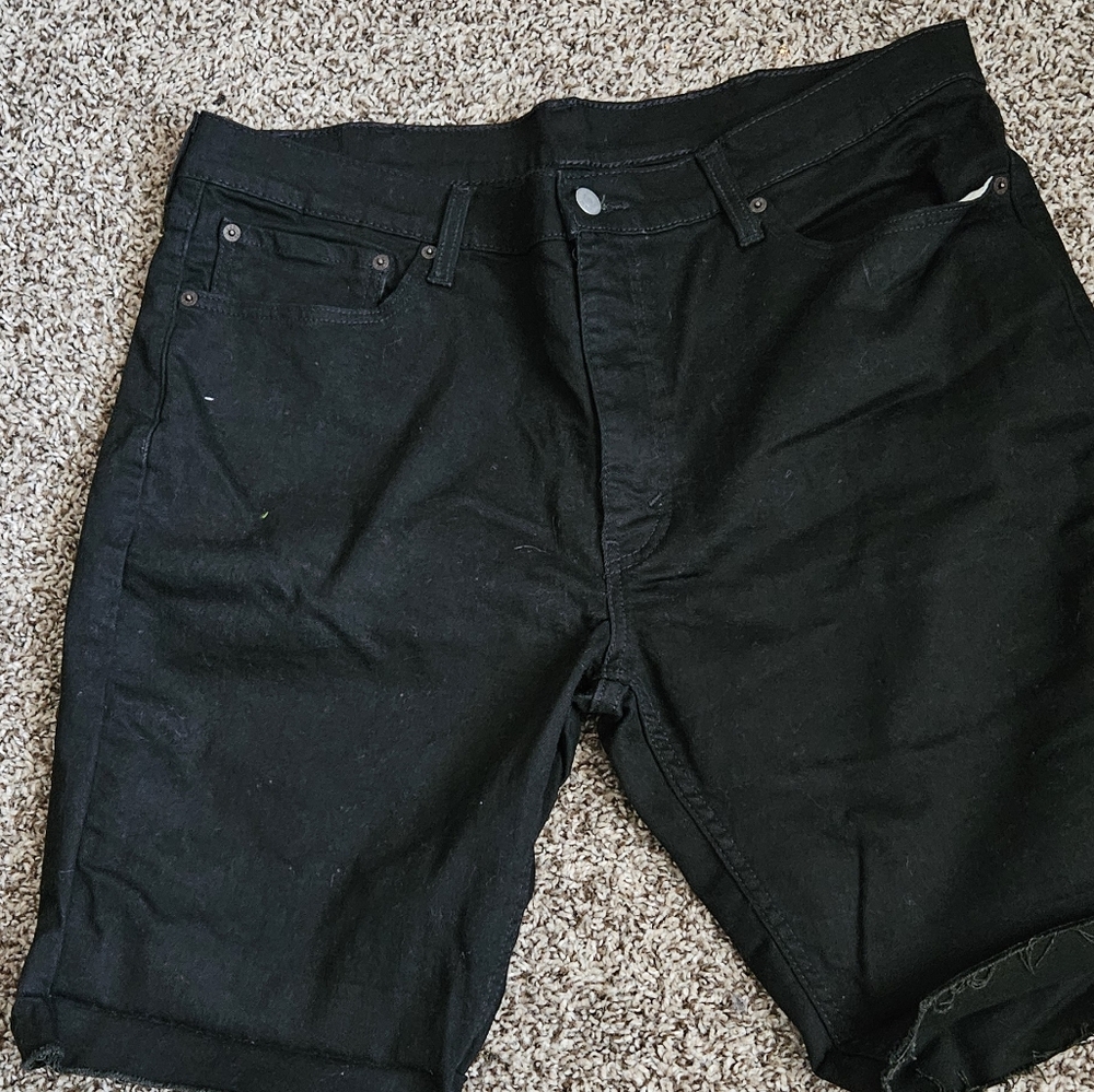 Black denim shorts